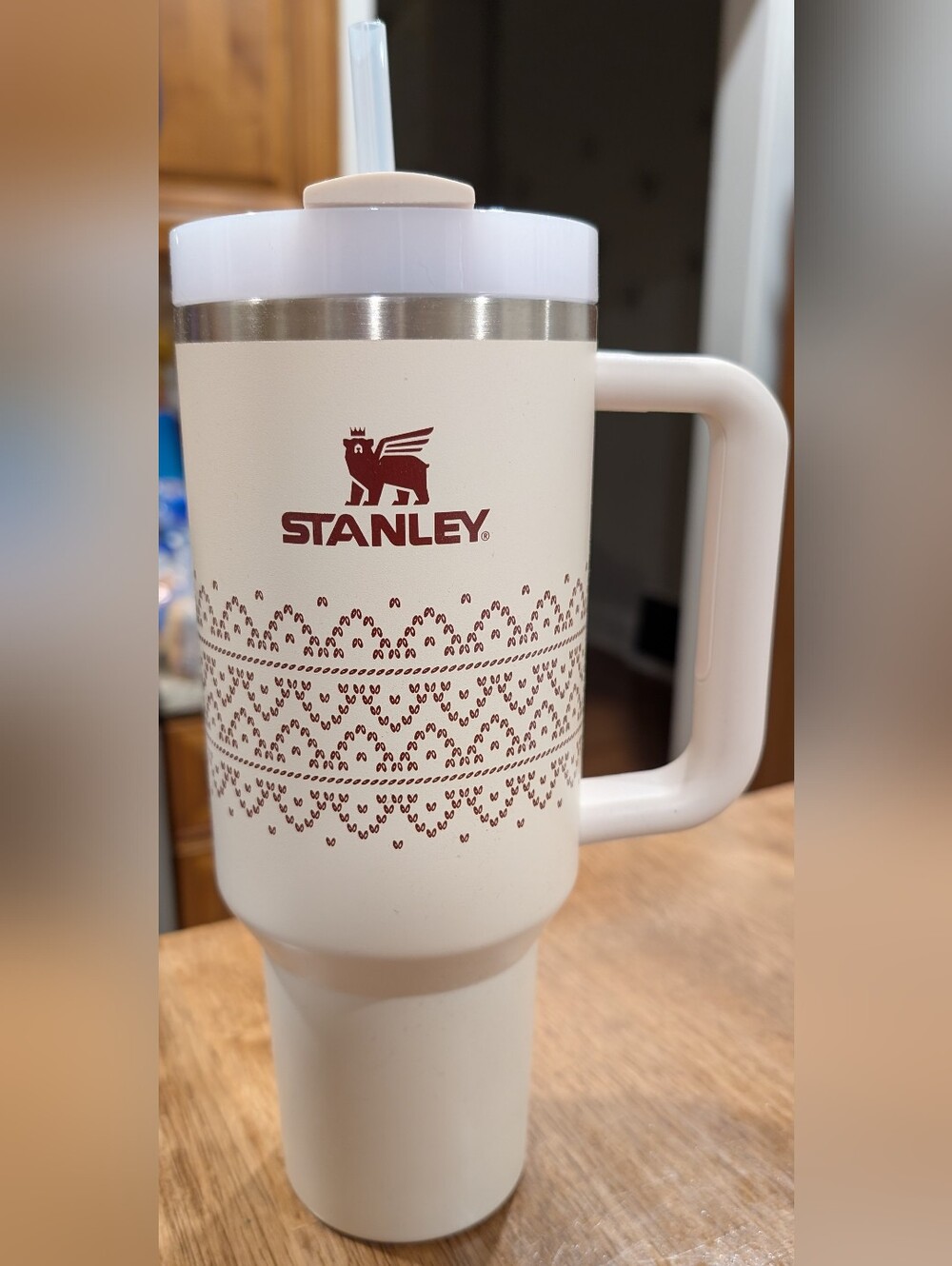 40oz Stanley Cream and Rose Gold Patterned Mug
